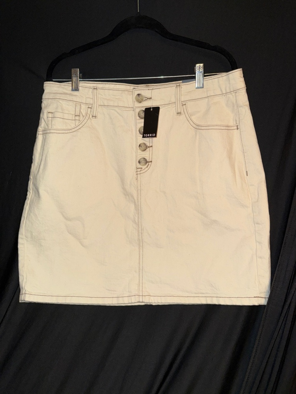 torrid Cream Button-Up A-Line Mini Skirt
